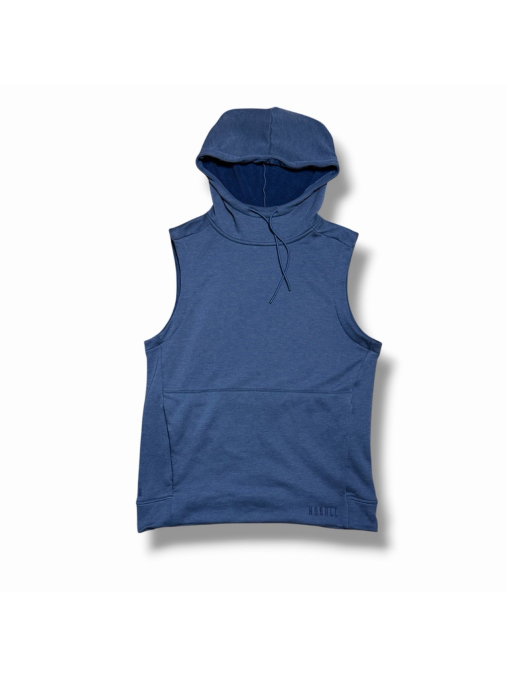 NOBULL Men's Size M Sleeveless Hoodie Blue Microplush Fleece Gym Training Vest